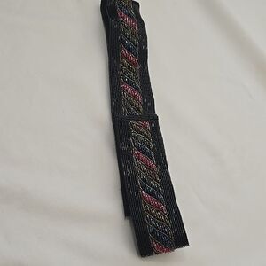 Crown Pacific Beaded Vintage Black Belt with Multicolor Accents S